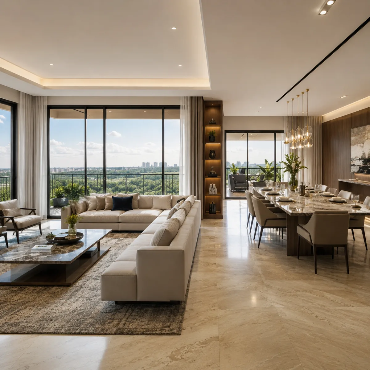 Living and dining interior at DivyaSree Yelahanka in Yelahanka, North Bengaluru